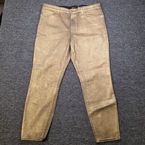 Lauren Ralph Lauren Jeans Women 16 Gold Metallic Coated Skinny Glam Festive
